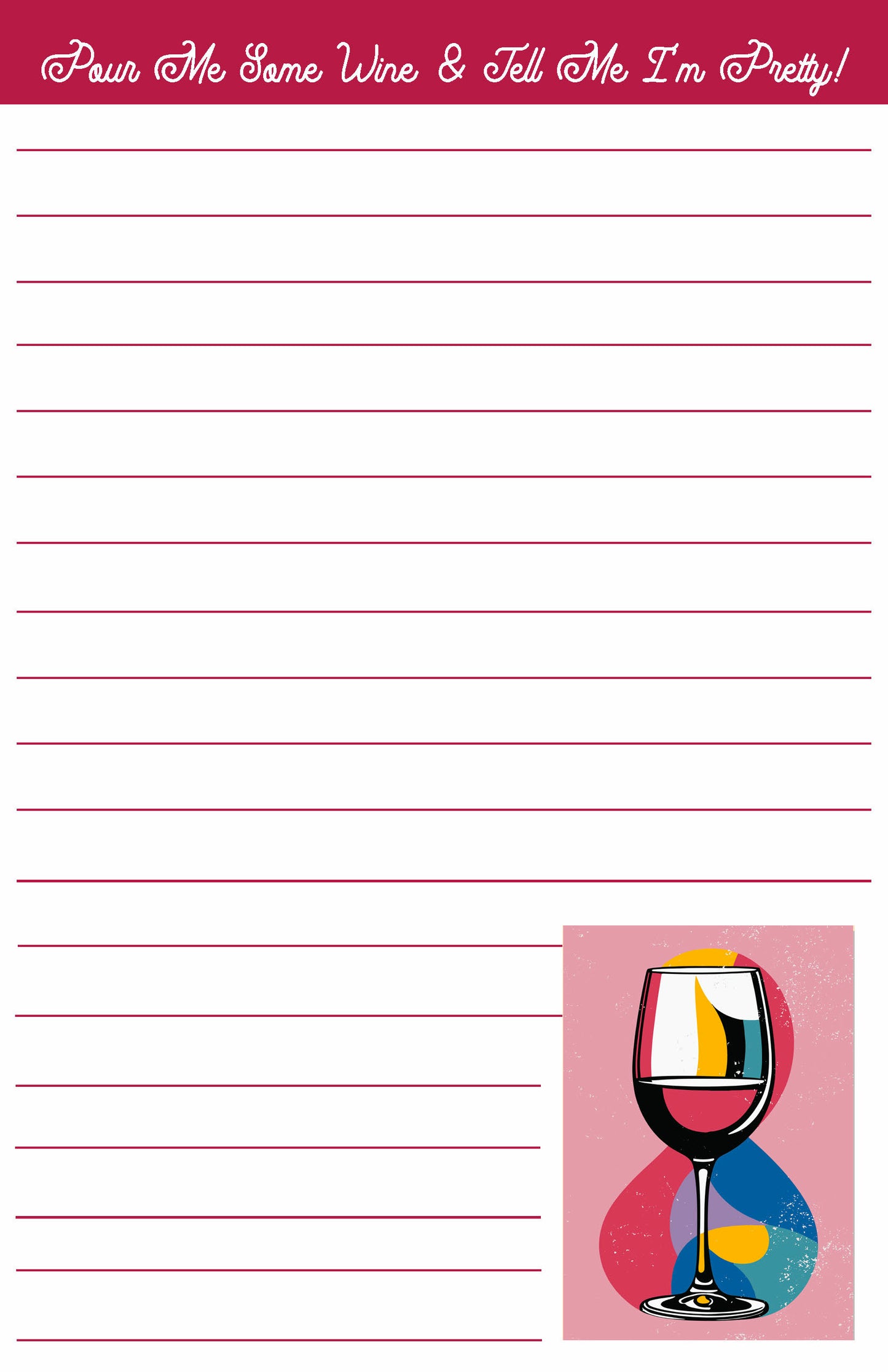 Pour Me Wine Notepad