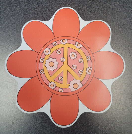Orange Peace Sign Car Magnet