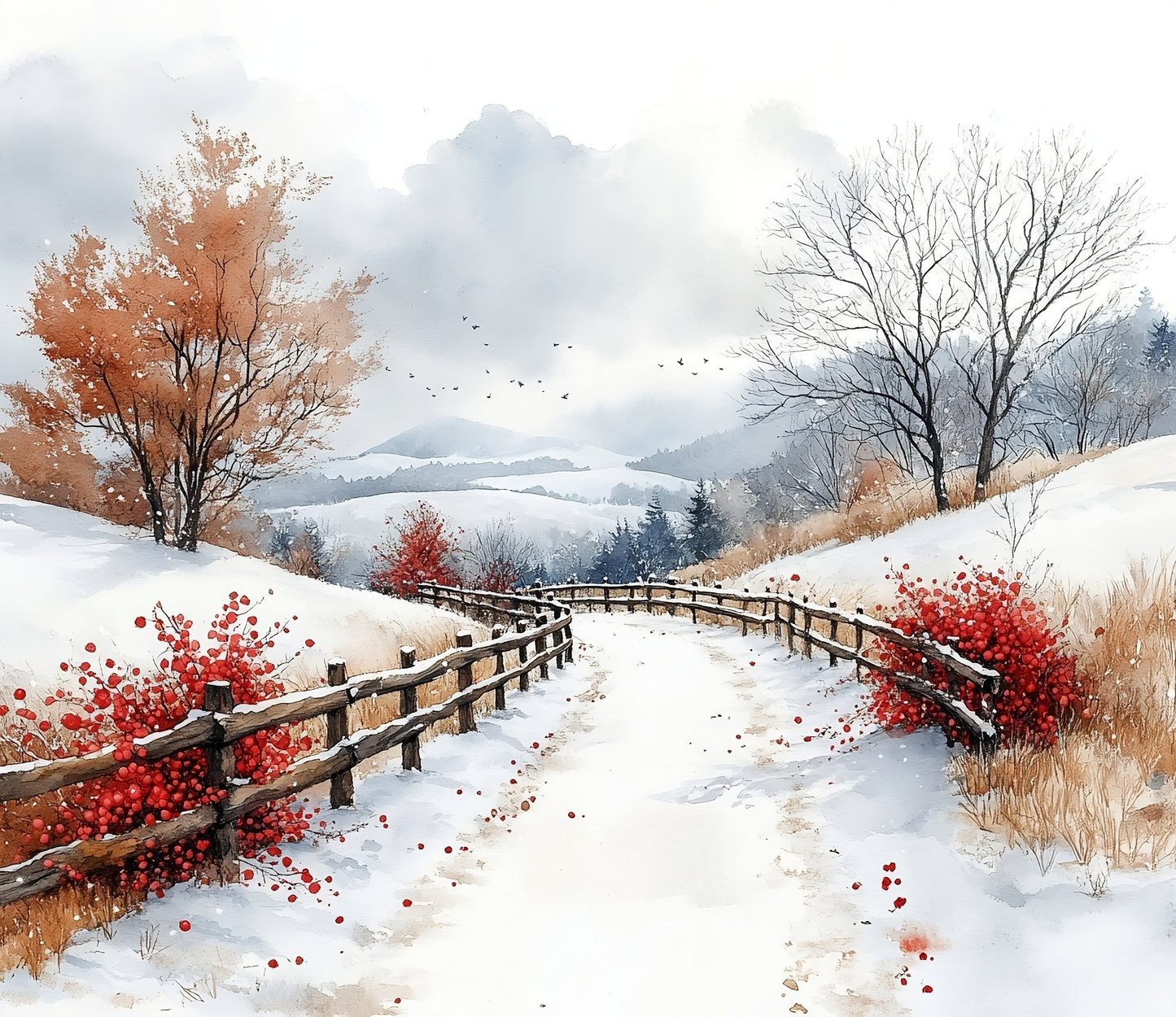 Winter Prints - Red Berry Winter