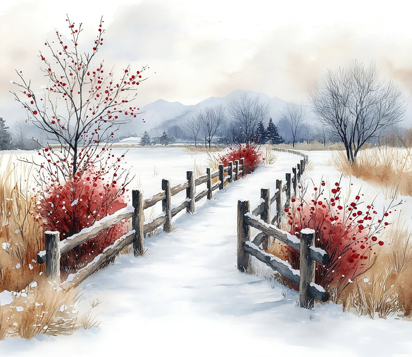 Winter Prints - Red Berry Winter