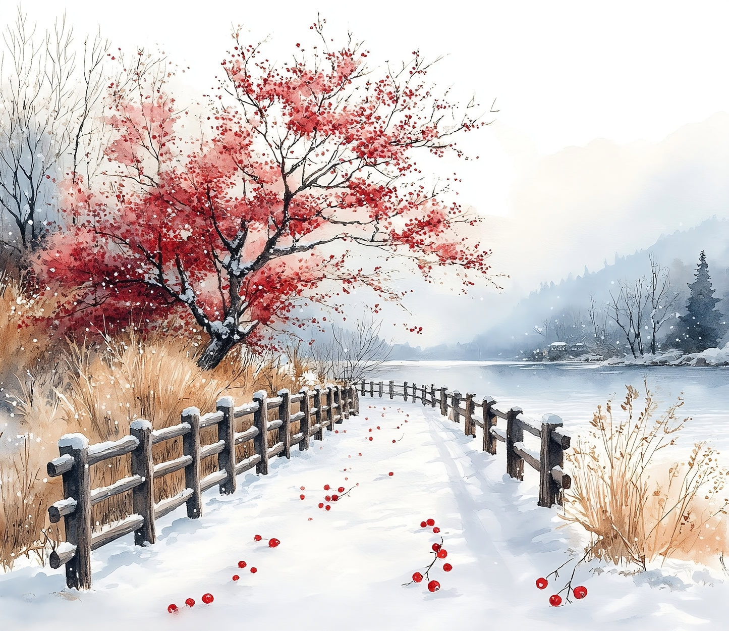 Winter Prints - Red Berry Winter