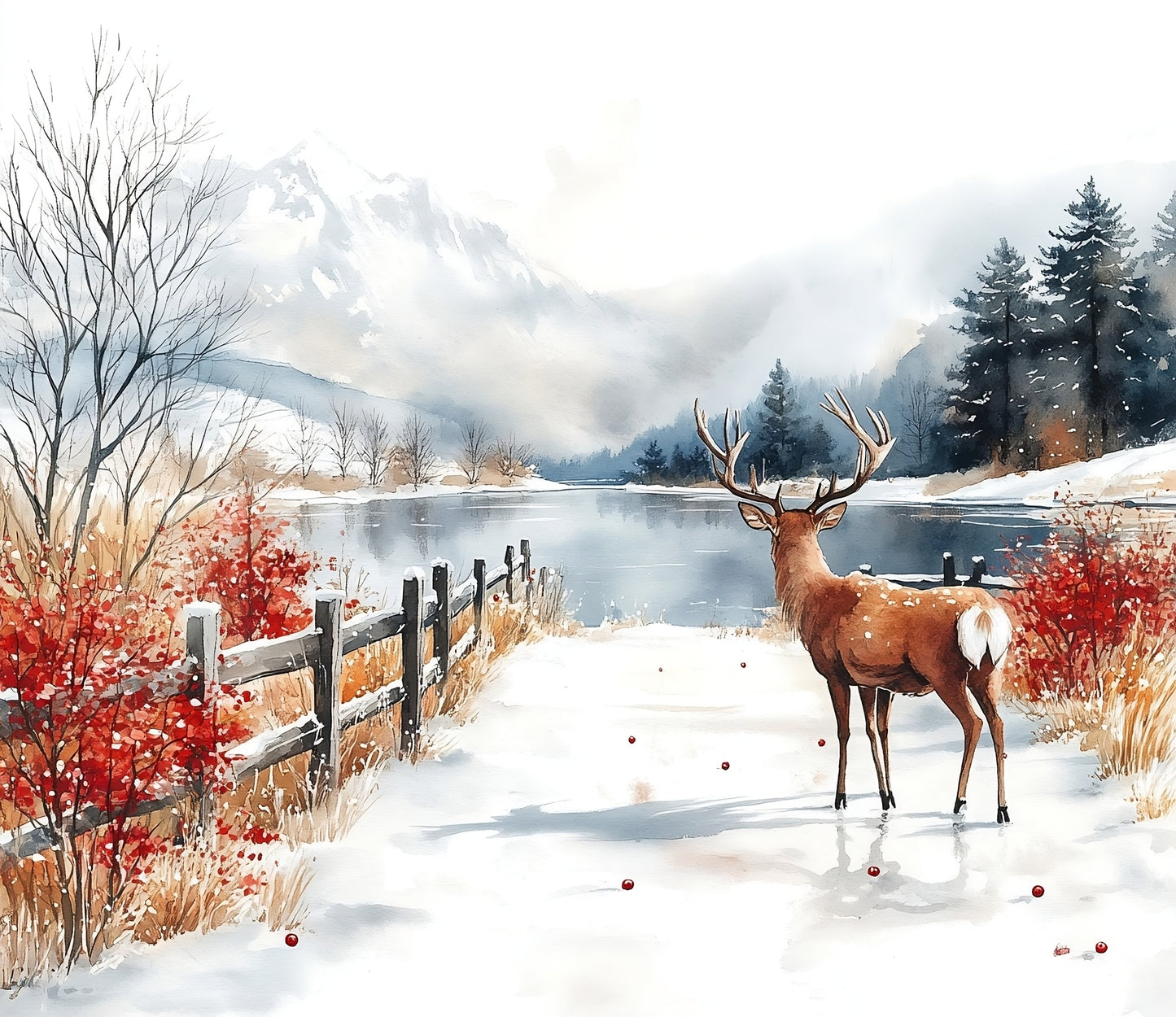 Winter Prints - Red Berry Winter