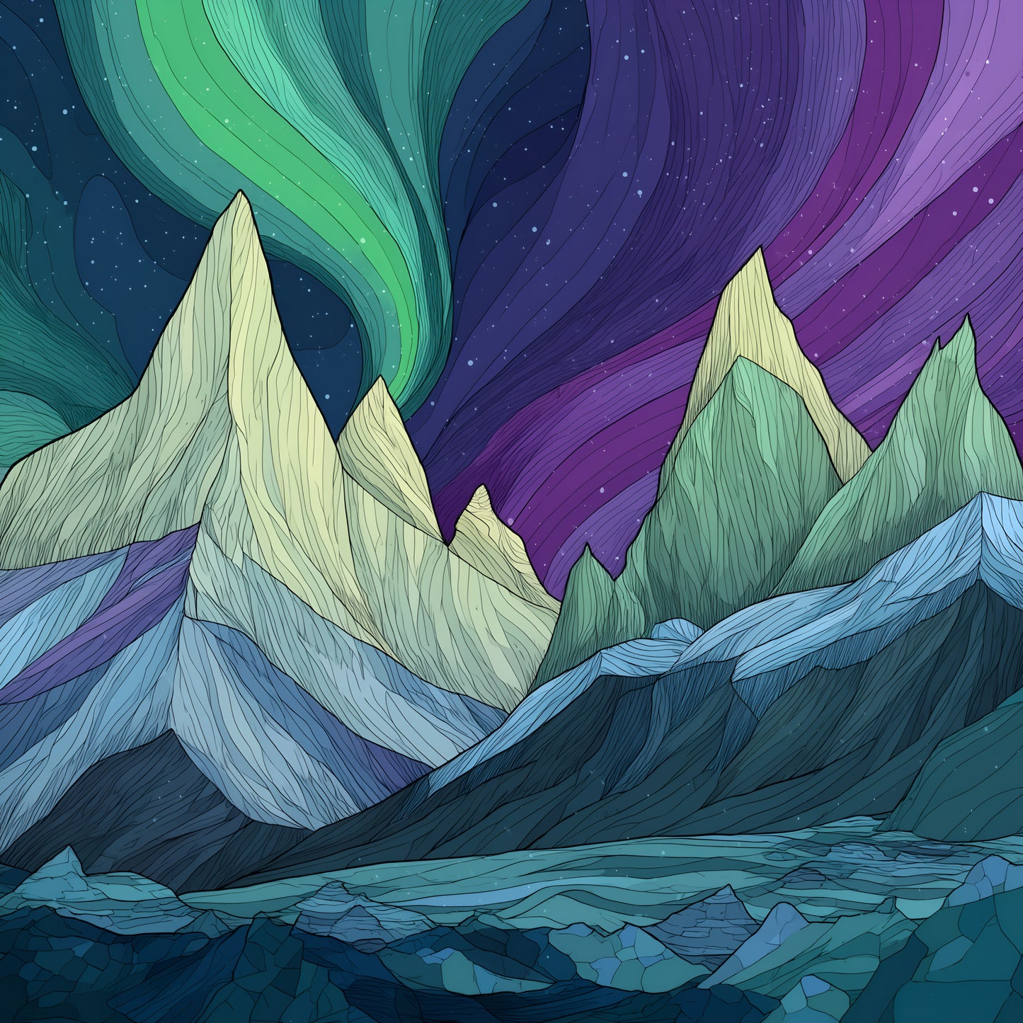 Winter Prints - Northern Lights